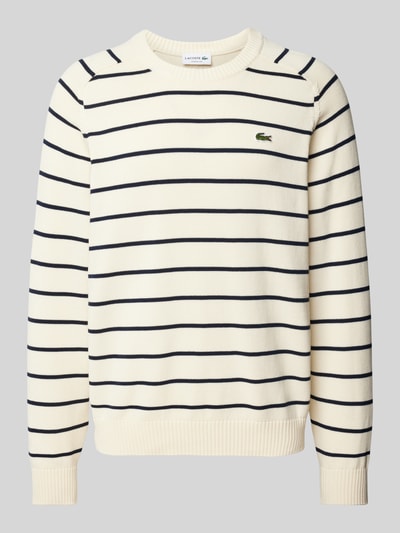 Lacoste Strickpullover mit Logo-Patch Dunkelblau 1