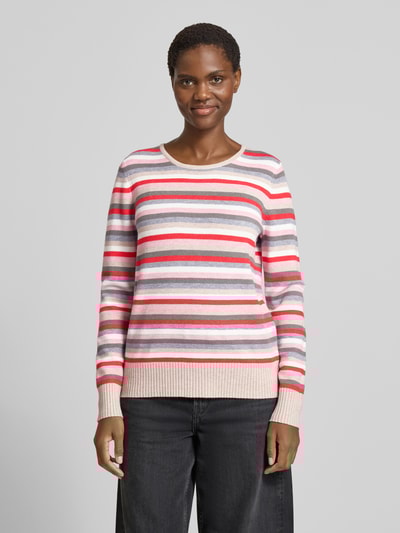 Christian Berg Woman Strickpullover mit gerippten Abschlüssen Metallic Beige Melange 4