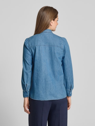 More & More Regular Fit Bluse mit verdeckter Knopfleiste Blau 5
