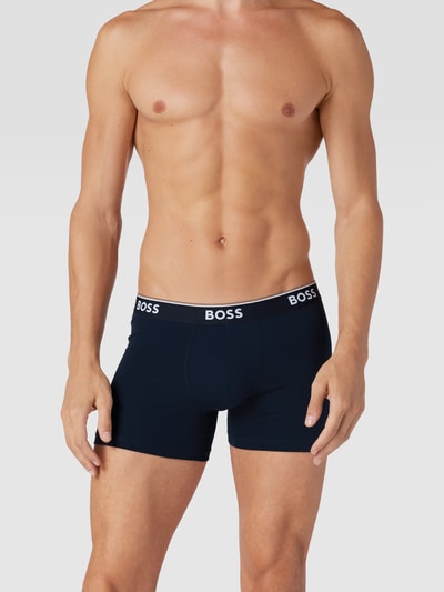 BOSS Boxershort met logo in band in een set van 3 stuks, model 'Power' Donkerblauw - 1