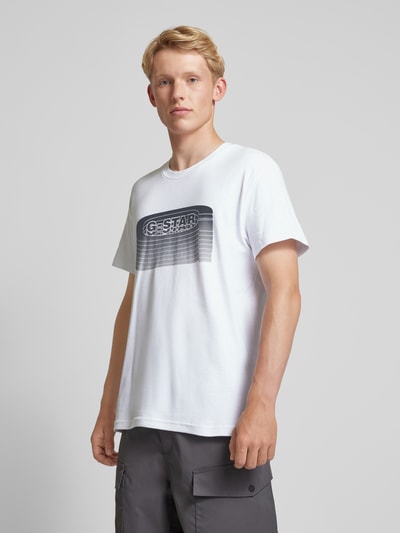 G-Star Raw T-Shirt mit geripptem Rundhalsausschnitt Weiss 4