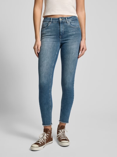 Only Skinny Fit Jeans aus Baumwoll-Mix mit fransigem Beinabschluss Modell 'BLUSH' Jeansblau 4