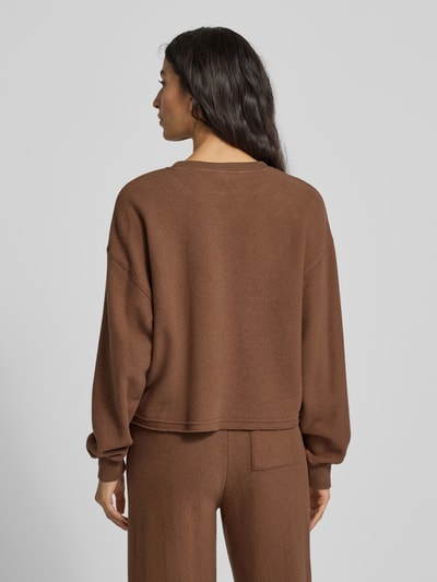 American Vintage Kort sweatshirt met labelstitching, model 'ETOK' Middenbruin - 5