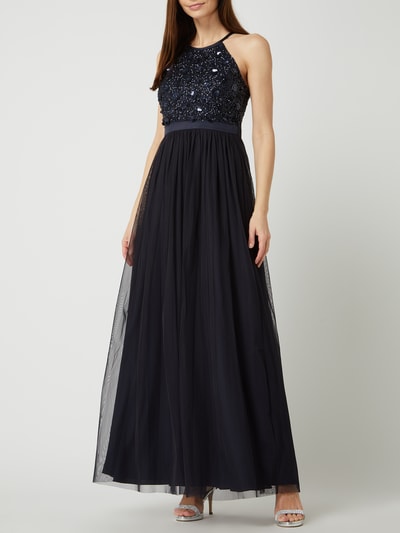 Jake*s Cocktail Abendkleid aus Tüll mit Pailletten Marine Melange 1