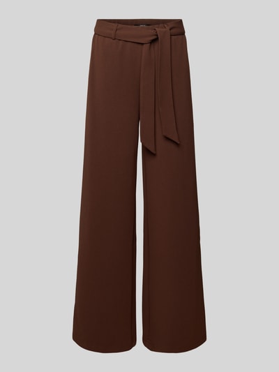 Produktfoto, Wide Leg Pants mit Bindegürtel van Zero, bruine wide leg broek van materiaalmix met stretch, elastische band, strookzak aan de achterkant, binnenbeenlengte maat 36: 78 cm, bandwijdte: 36 cm