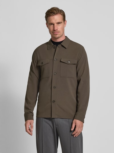 Lindbergh Hemdjacke mit Knopfleiste Schlamm 4