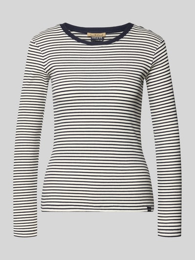 Produktfoto, Longsleeve in Ripp-Optik mit Rundhalsausschnitt von Smith and Soul im Allover-Streifenmuster, Slim Fit, Baumwoll-Elasthan-Mix