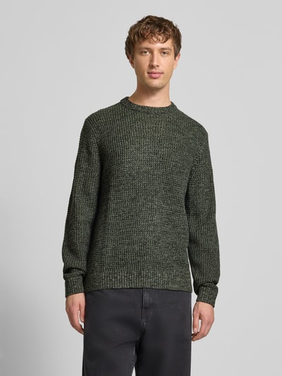 Jack & Jones Strickpullover mit gerippten Abschlüssen Modell 'LINK' Oliv Melange 4