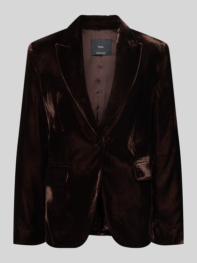 Produktfoto, Regular Fit Blazer aus Samt Modell 'COMBI' von Mango, Reverskragen, Pattentaschen, Knopfverschluss, braune Samt-Optik