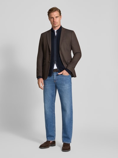 bugatti Gebreid vest met opstaande kraag Marineblauw - 1