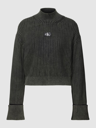 Calvin Klein Jeans Sweter z dzianiny z naszywką z logo Czarny 2