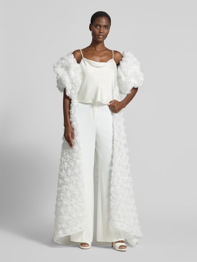 LUXUAR FASHION Bruidscape in maxilengte met florale siergarnering Offwhite - 4
