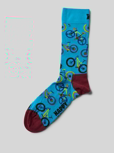 Happy Socks Sokken met motiefstitching, model 'MOUNTAIN BIKE' Koningsblauw - 1