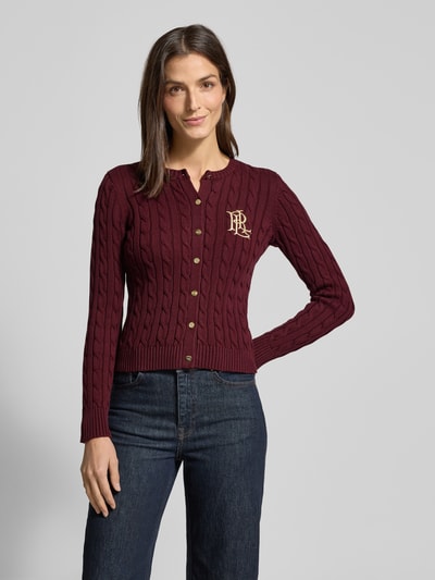 Lauren Ralph Lauren Strickjacke mit Zopfmuster und Label-Stitching Modell 'RALHAN' Bordeaux 4