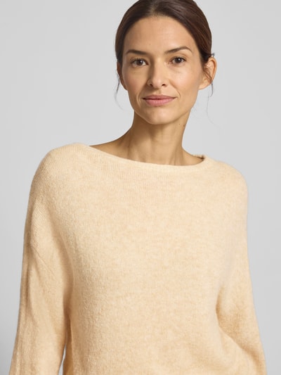 OPUS Sweter z dzianiny z okrągłym dekoltem model ‘Pemine’ Beżowy 3