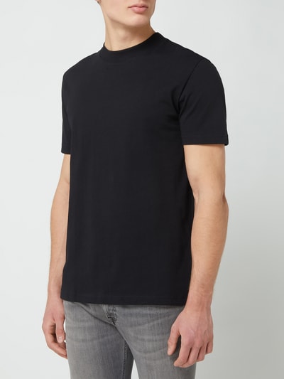 SELECTED HOMME T-shirt met geribde ronde hals, model 'RELAXCOLMAN' Zwart - 4