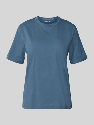 Produktfoto, T-Shirt aus Bio-Baumwolle von Jake*s Casual in Blau, gerade geschnitten, Rundhalsausschnitt, kurzärmelig, glatte Struktur