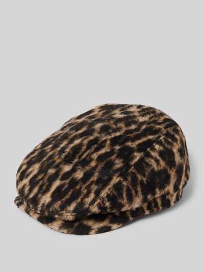 Barts Platte pet van wol met labelpatch, model 'Systa' Middenbruin - 1