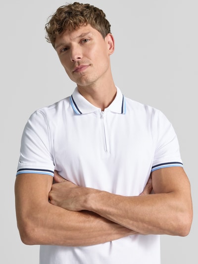 MCNEAL Slim Fit Poloshirt mit Kontraststreifen und Reißverschluss Weiss 3