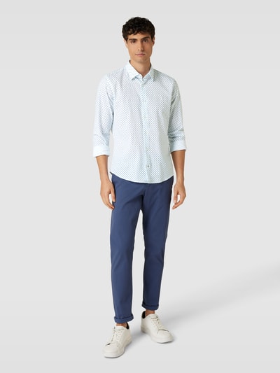 JOOP! Collection Slim Fit Business-Hemd mit Allover-Muster Modell 'Pit' Hellblau 1