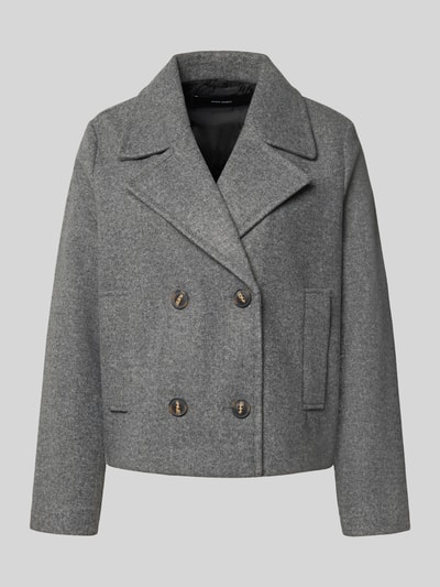Vero Moda Cropped Trenchcoat mit doppelreihiger Knopfleiste Modell 'VINCEMIA' Mittelgrau Melange 2