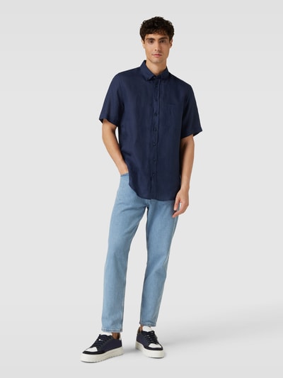 Christian Berg Men Freizeithemd mit Button-Down-Kragen Dunkelblau 1