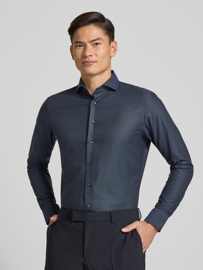 Profuomo Slim fit zakelijk overhemd met haaikraag Marineblauw - 4