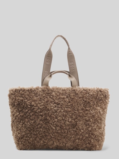 BOSS Torba shopper z imitacji futerka z dodatkiem wełny Szarobrązowy 4