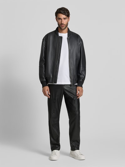 HUGO Regular Fit Hose in Lederoptik mit Reißverschluss-Detail Modell 'ROCO253' Black 1