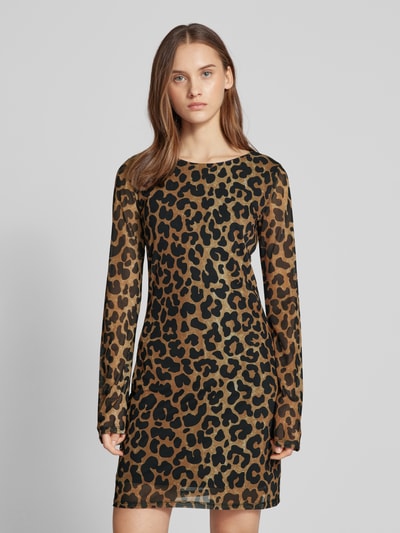 Only Soepele mesh jurk met luipaardprint, model 'PARIS' Zwart - 4