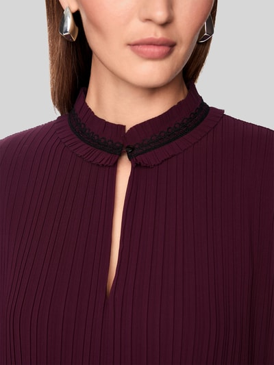 Marc Cain blouse met lange mouwen met kraag met ruches Cut Out Bordeaux - 3