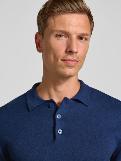 Casual Friday Gebreide pullover met kasjmier en polokraag, model 'FRODE' Blauw - 3