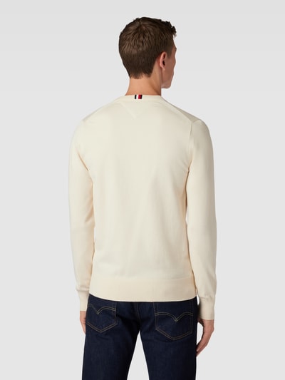 Tommy Hilfiger Sweter z dzianiny z wyhaftowanym logo Beżowy 5