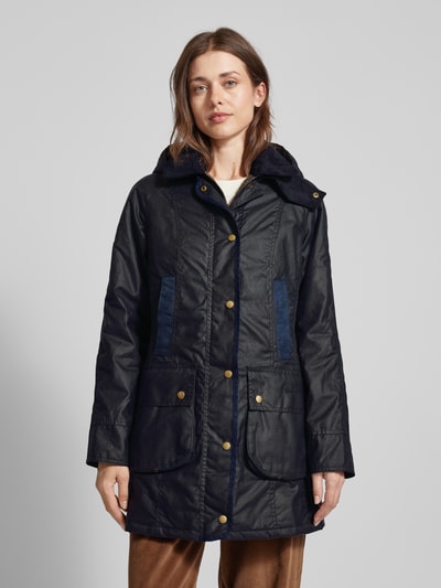 Barbour Jack met capuchon en klepzakken, model 'BOWER WAX' Marineblauw - 4