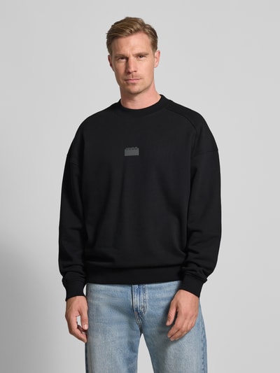 HUGO Regular Fit Sweatshirt aus reiner Baumwolle Modell 'DELASTCREW' Black 4