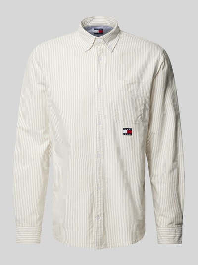 Tommy Jeans Koszula casualowa o kroju regular fit z wyhaftowanym logo model ‘OXFORD’ Beżowy 1