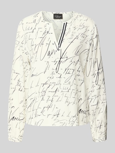 Produktfoto, Relaxed Fit Langarmbluse aus reiner Viskose von s.Oliver BLACK LABEL, efekt: wzór na całej powierzchni, krój relaxed fit, kształt kołnierza: troyer, dekolt w serek, rękaw: długi, zakończenie rękawów: wąski mankiet, materiał: czysta wiskoza