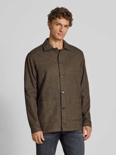 Roy Robson Regular Fit Hemdjacke mit Kentkragen Mittelbraun 4