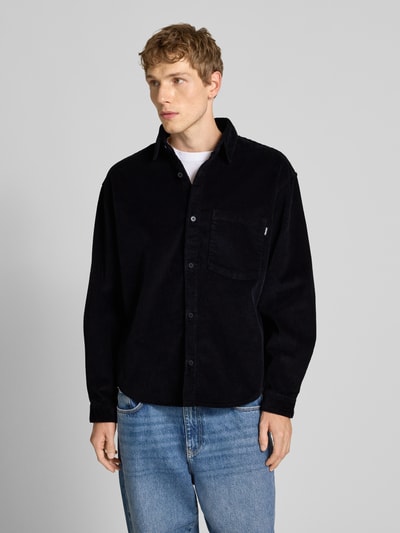 REVIEW Koszula sztruksowa o kroju regular fit z detalem z logo Czarny 4