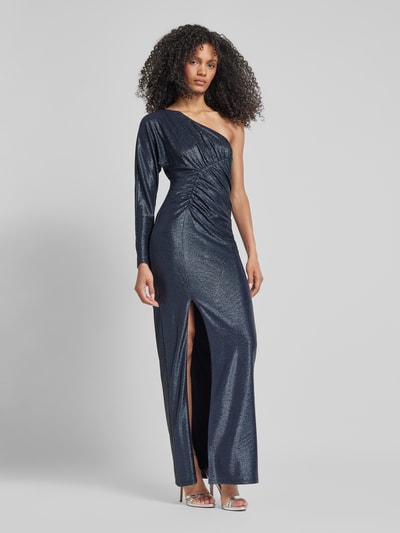 Lauren Ralph Lauren One shoulder-avondjurk met effectgaren, model 'SAKINA' Donkerblauw - 1