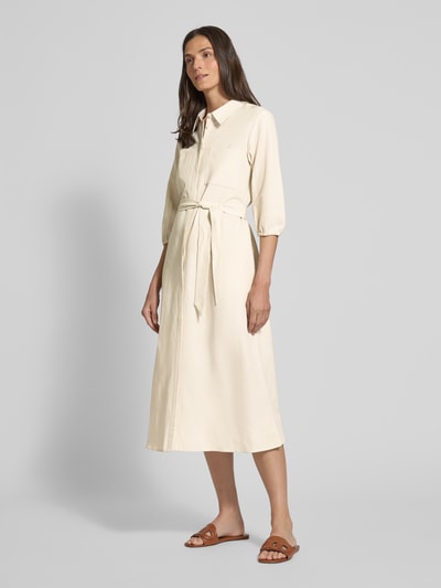 comma Regular fit overhemdjurk van viscosemix met linnen Zand - 1