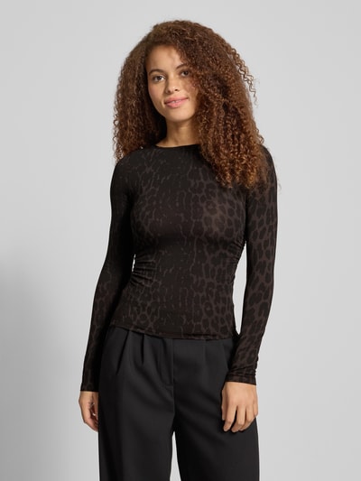 OH APRIL Longsleeve mit Raffungen Modell 'Maeve' Dunkelbraun 4