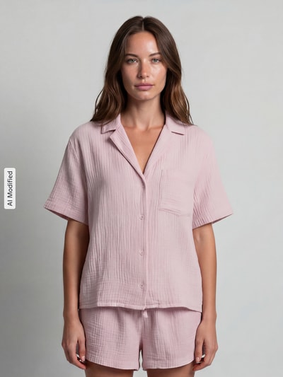 Jake*s Casual Relaxed Fit Pyjama-Oberteil mit Brusttasche Hellrosa 4