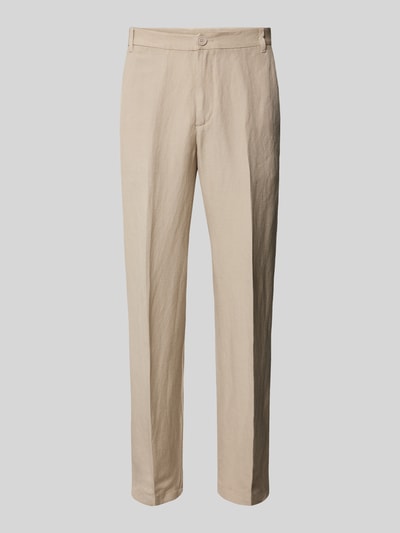 ARMANI EXCHANGE Tapered Fit Leinenhose mit Bügelfalten Beige 2