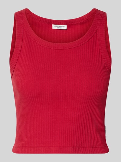 Produktfoto, Slim Fit Top aus Baumwoll-Mix von Marc O'Polo Denim, jednolity kolor, drobny prążek, krój slim fit, dekolt U, naszywka z logo