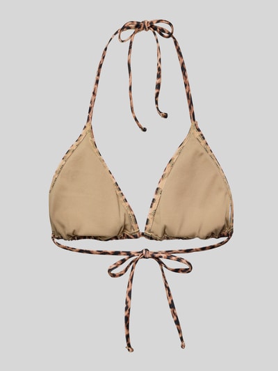 Pieces Regular fit bikinitop met all-over motief, model 'BAOMI' Lichtbruin - 3