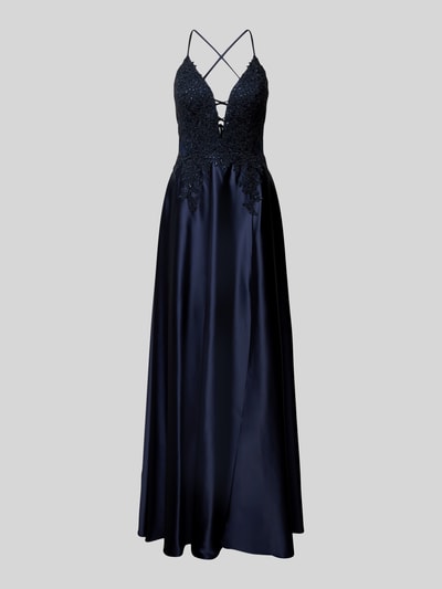 Luxuar Abendkleid mit Strasssteinbesatz Dunkelblau 2