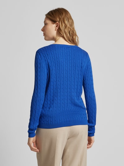 Christian Berg Woman Gebreide pullover met kabelpatroon Marineblauw - 5