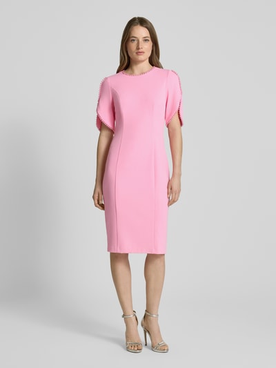 Adrianna Papell Knielanges Cocktailkleid mit Perlen Pink 4