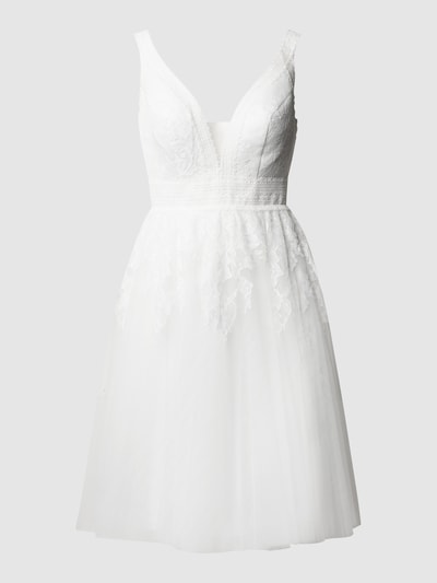 Luxuar Suknia ślubna z kwiatowymi haftami Złamany biały 2